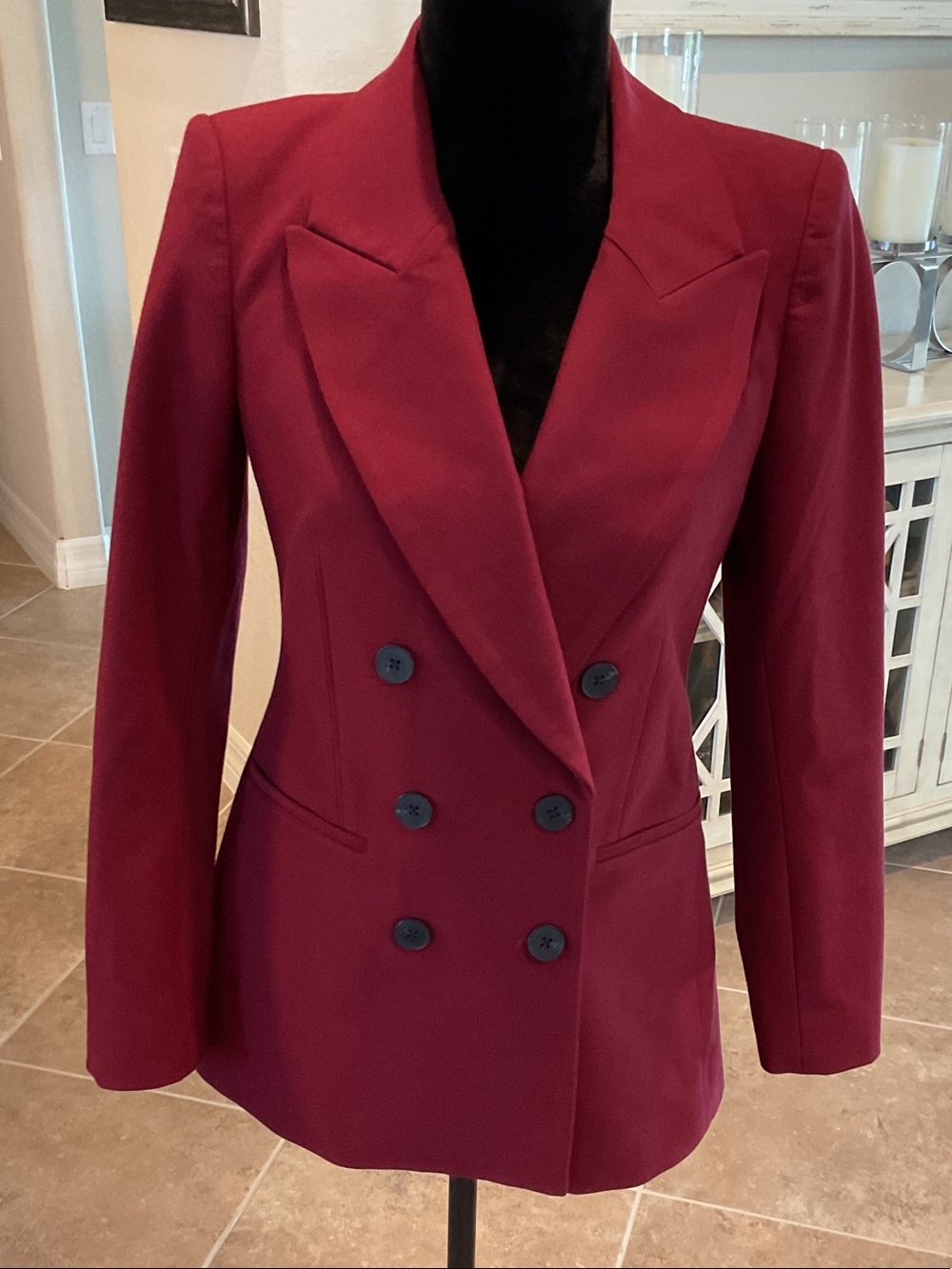 Express double breasted burgundy blazer, size small